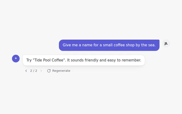 Answer Versions AI UI component preview