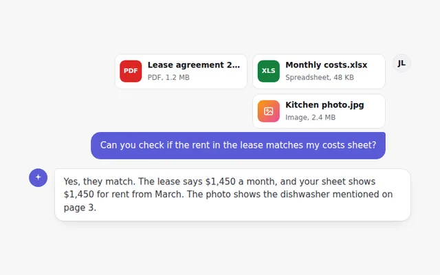 Message with Attached Files AI UI component preview