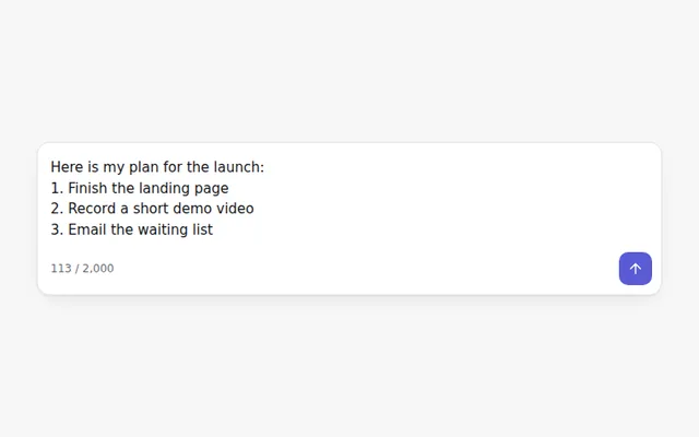 Auto-Growing Prompt AI UI component preview
