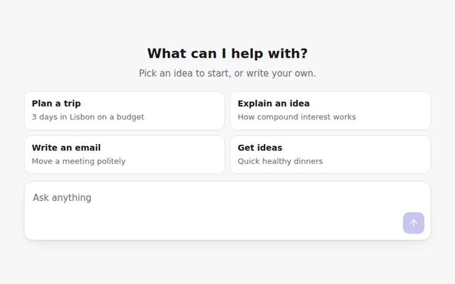 Prompt Suggestions AI UI component preview