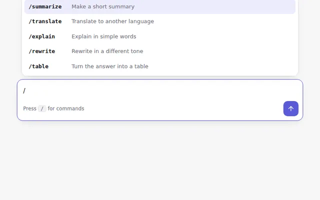 Prompt with Slash Commands AI UI component preview