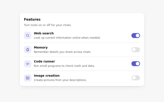 Feature Toggles AI UI component preview