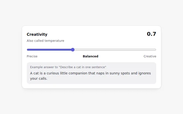 Creativity Slider AI UI component preview