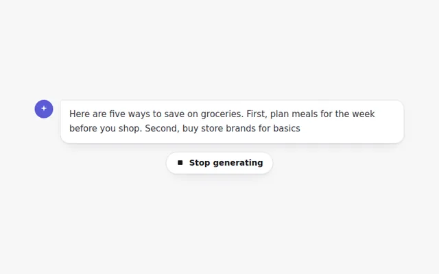 Stop Generating Button AI UI component preview