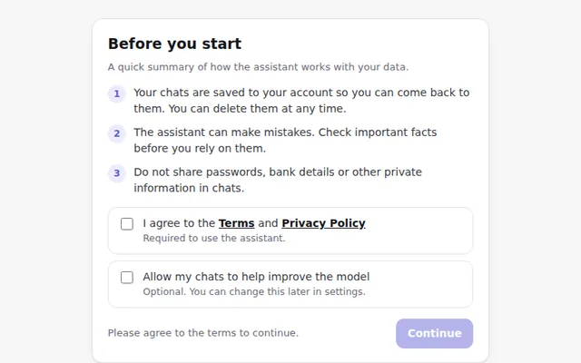 First Run Consent AI UI component preview