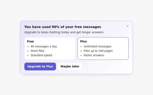 Upgrade Plan Banner AI UI component preview