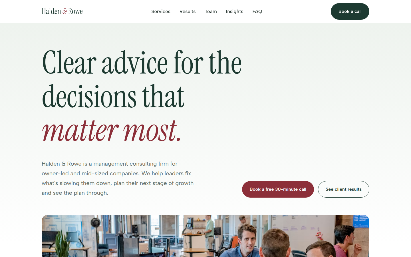 Halden & Rowe, free consulting firm website template