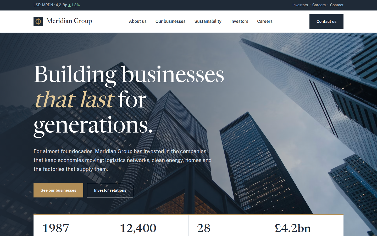 Meridian Group, free corporate company website template