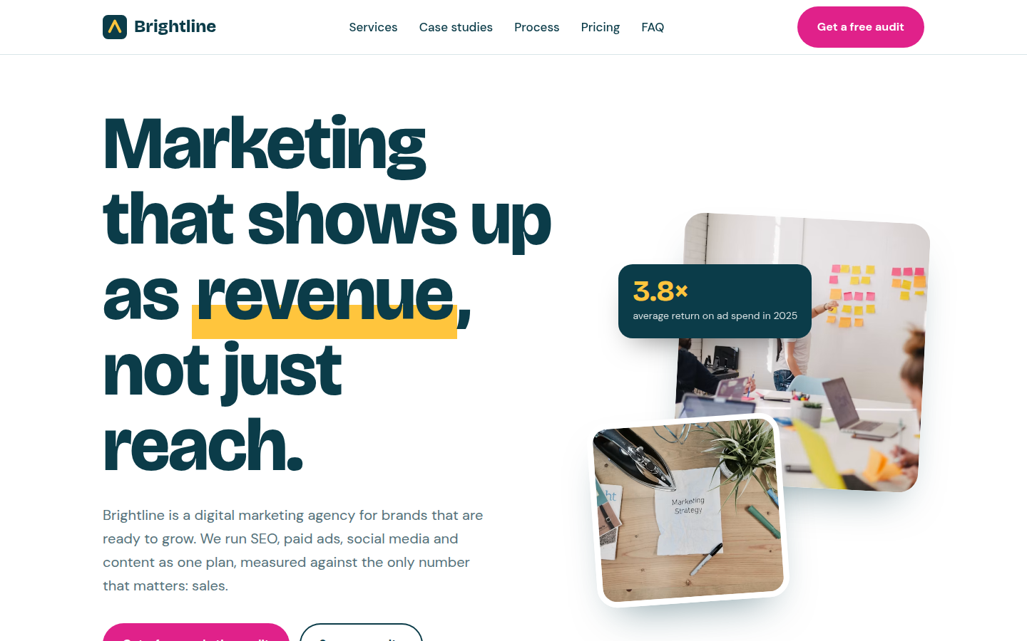 Brightline, free digital marketing agency website template