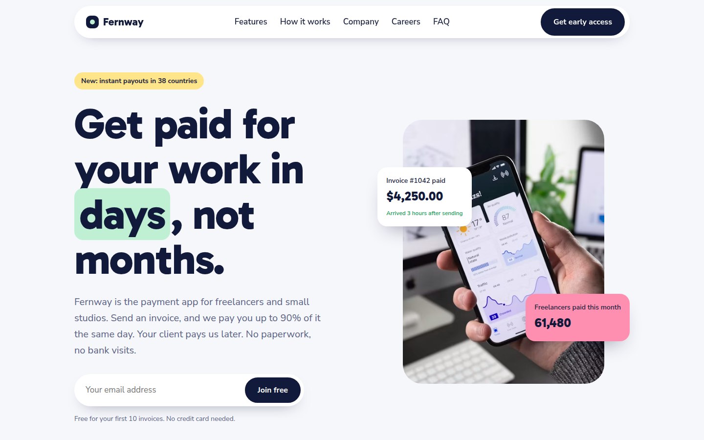 Fernway, free startup company website template