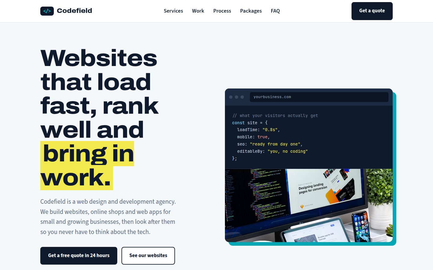 Codefield, free web development agency website template