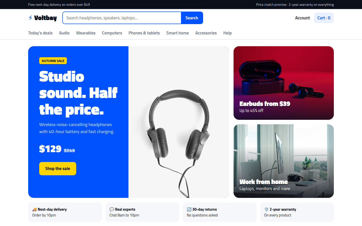Voltbay, free electronics store website template