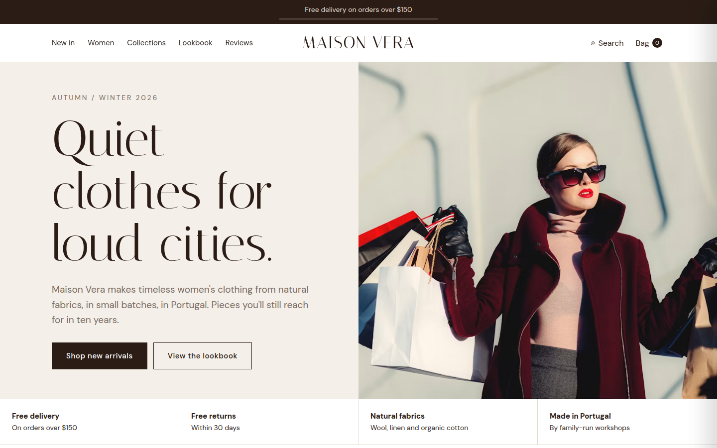 Maison Vera, free fashion store website template