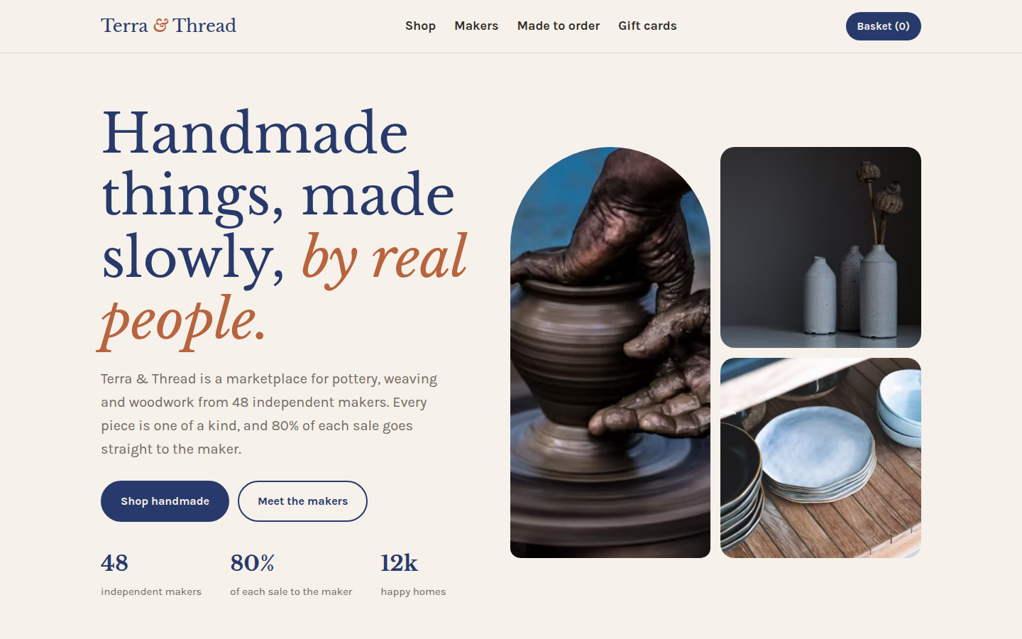 Terra & Thread, free handicraft store website template