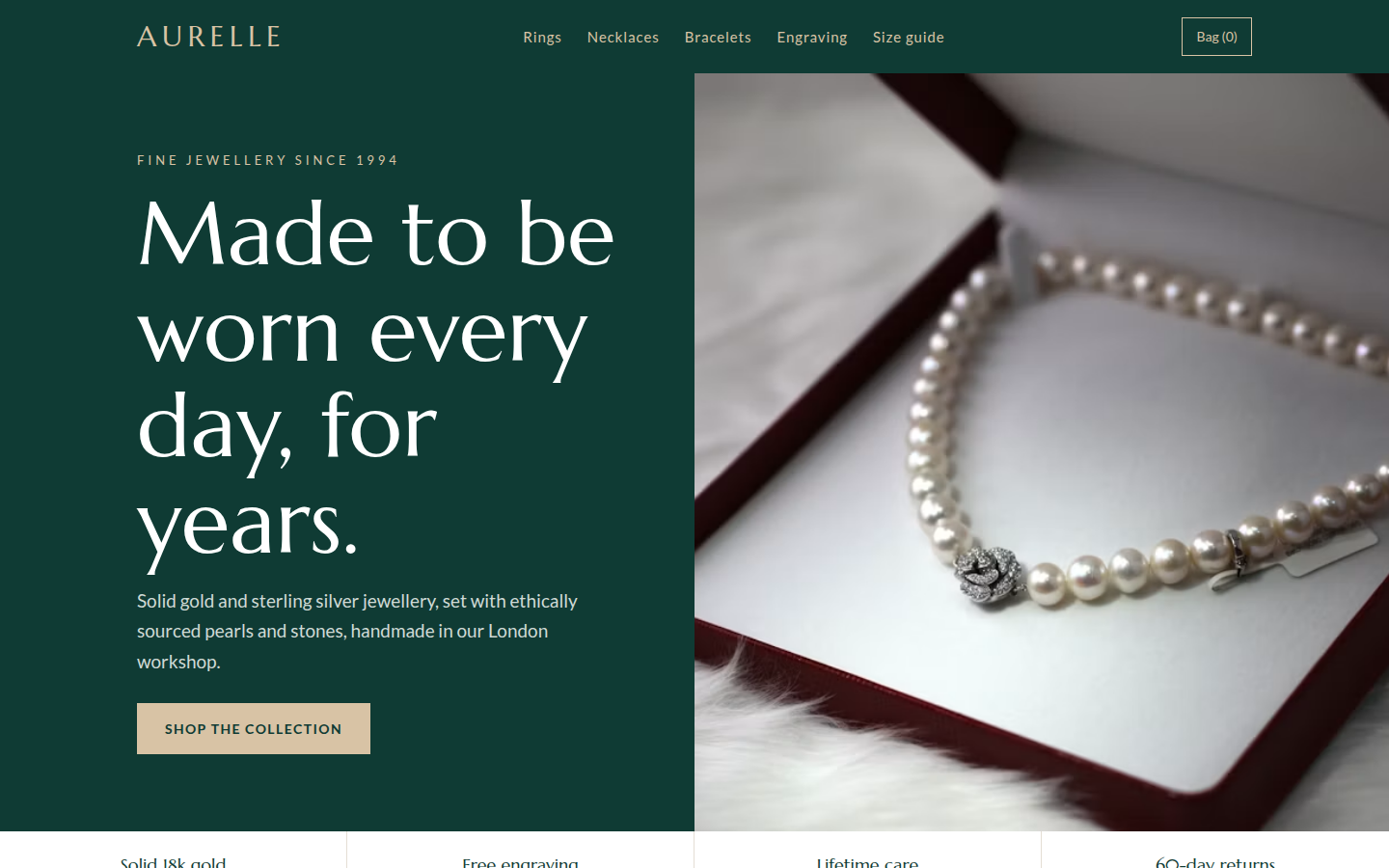 Aurelle, free jewellery store website template