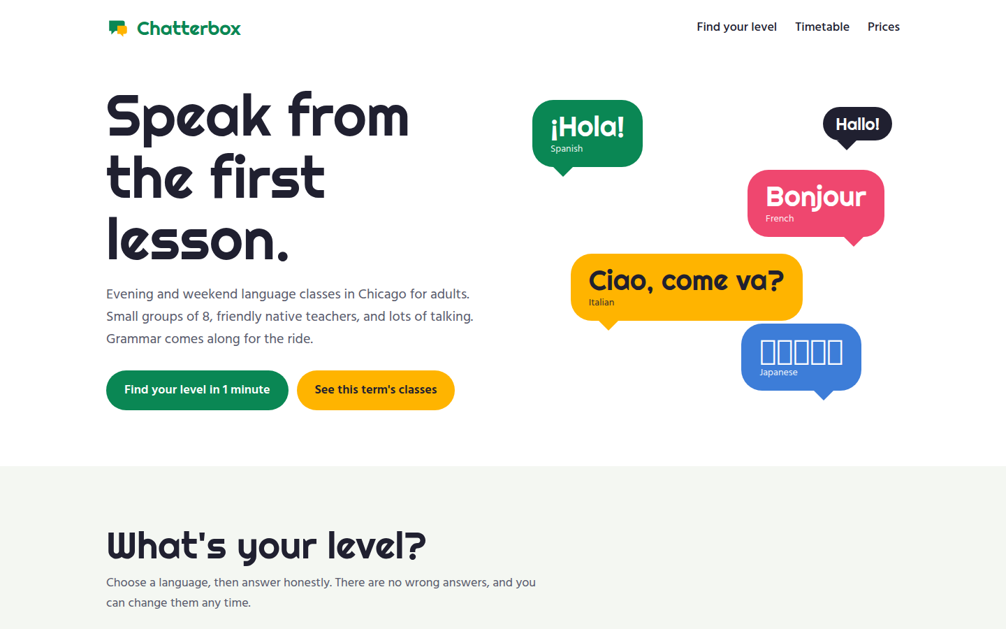 Chatterbox, free language school website template