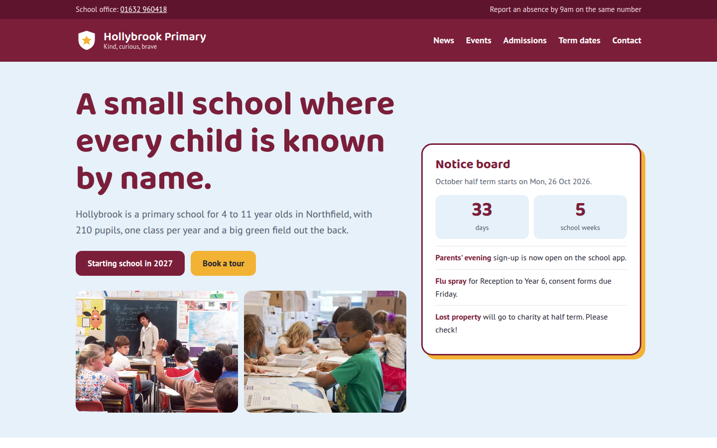Hollybrook Primary, free school website template
