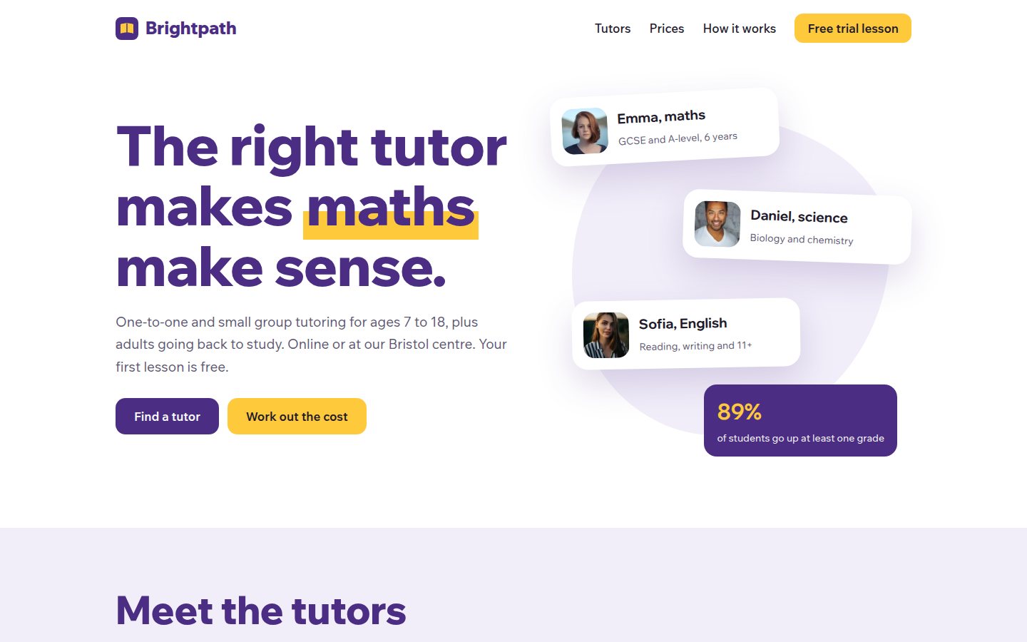 Brightpath Tutors, free tutoring website template