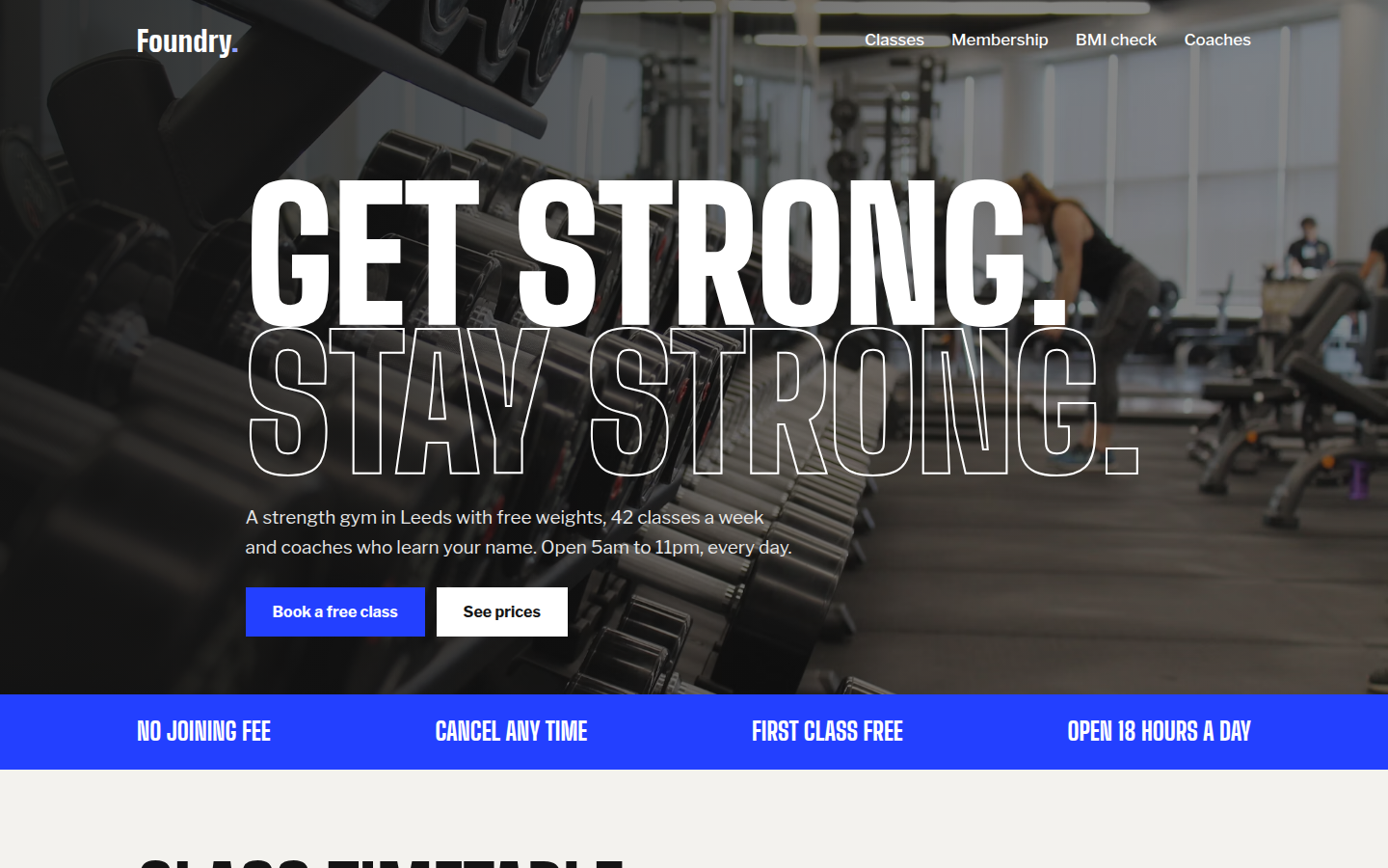 Foundry Strength Club, free gym and fitness website template