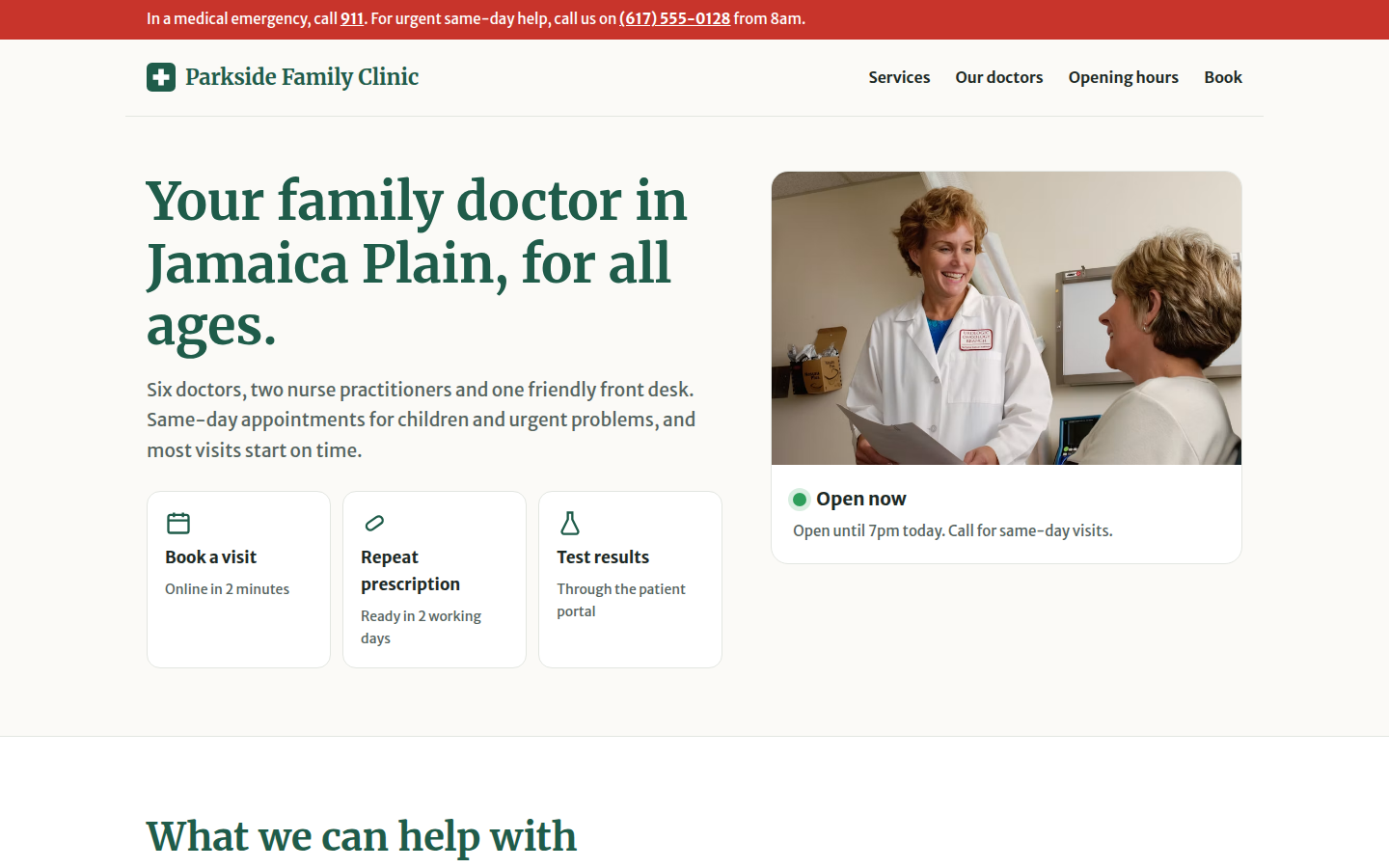 Parkside Family Clinic, free medical clinic website template