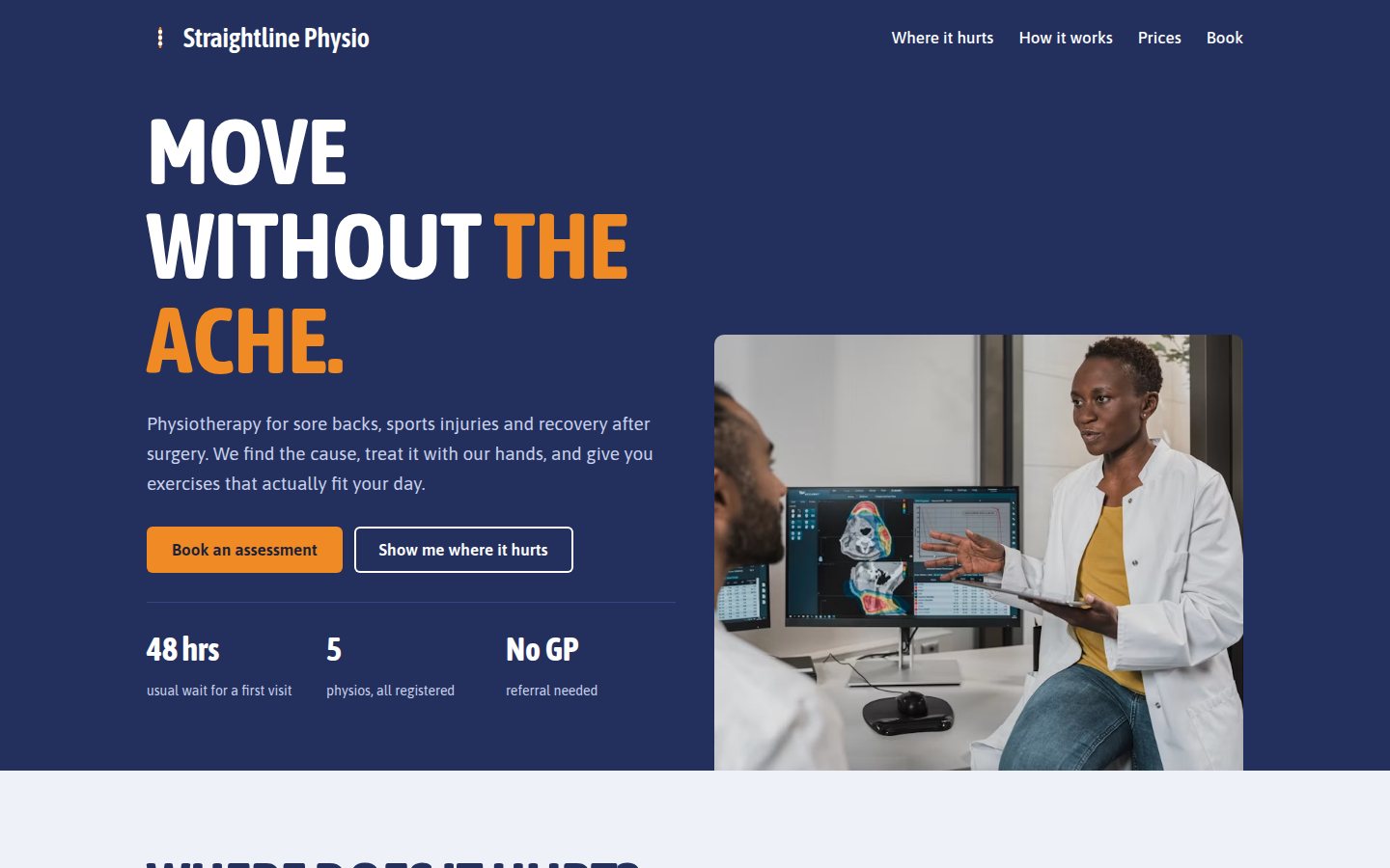 Straightline Physio, free physiotherapy website template