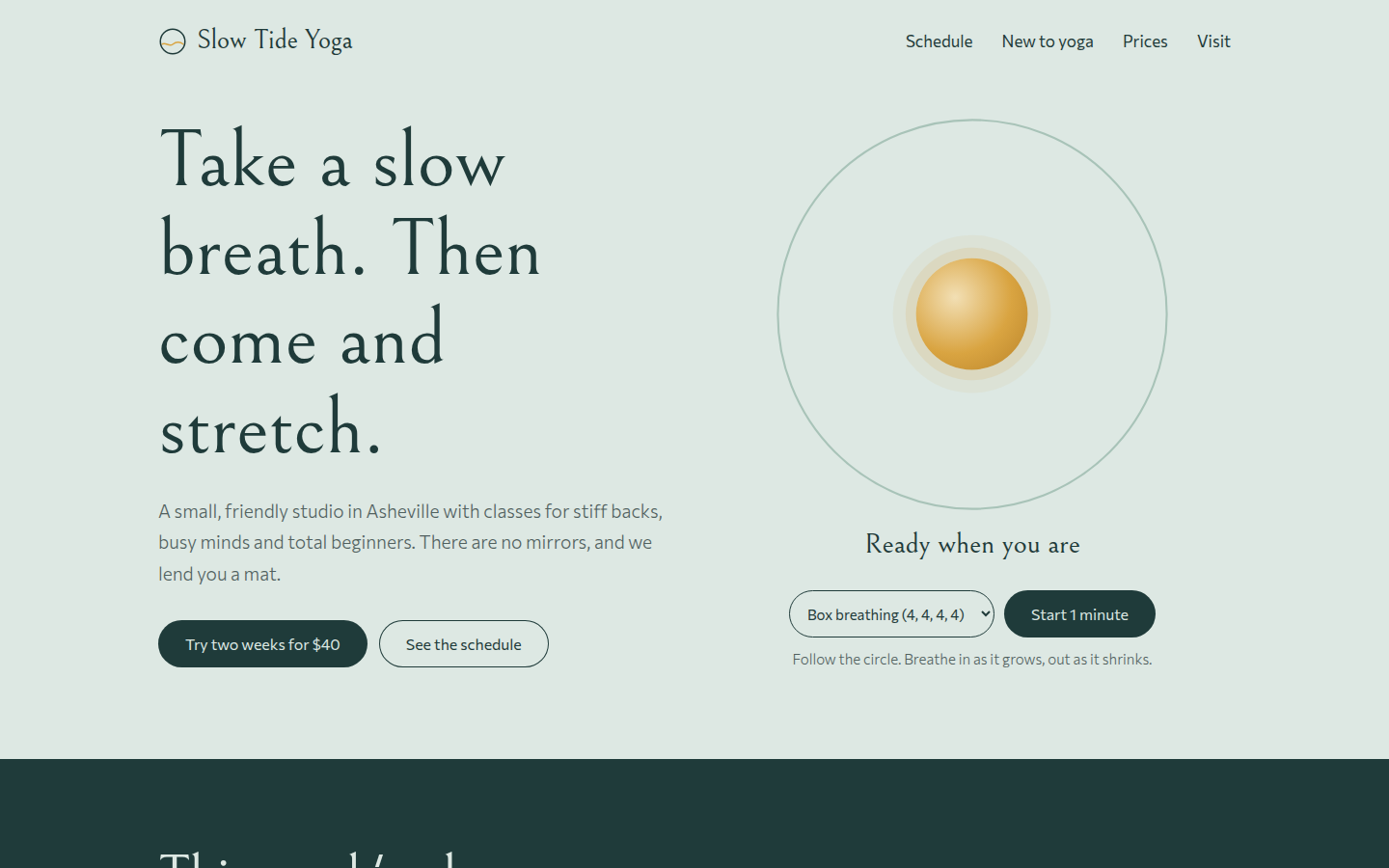 Slow Tide Yoga, free yoga studio website template