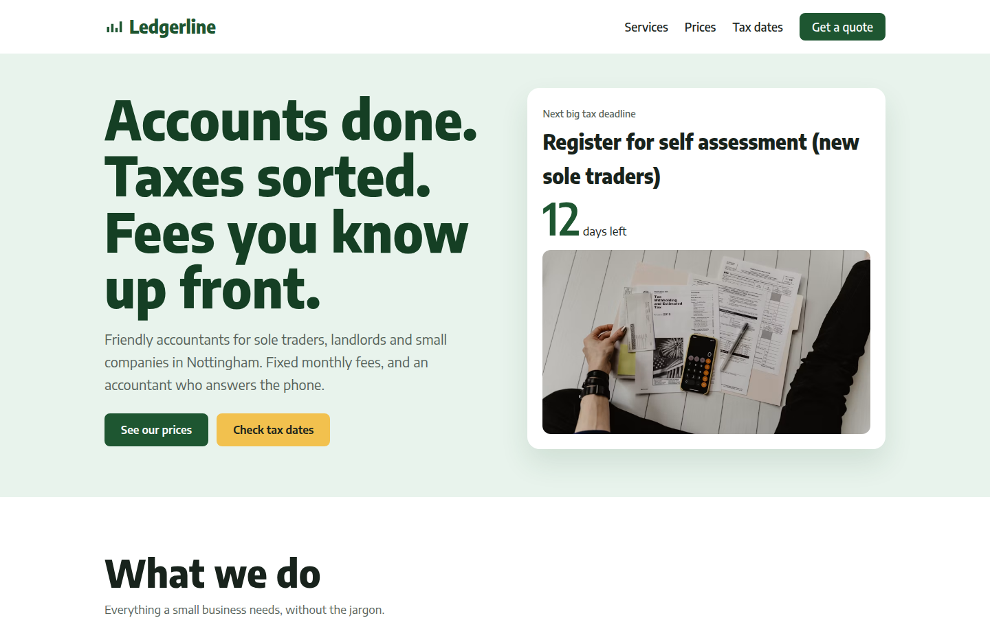 Ledgerline, free accounting firm website template