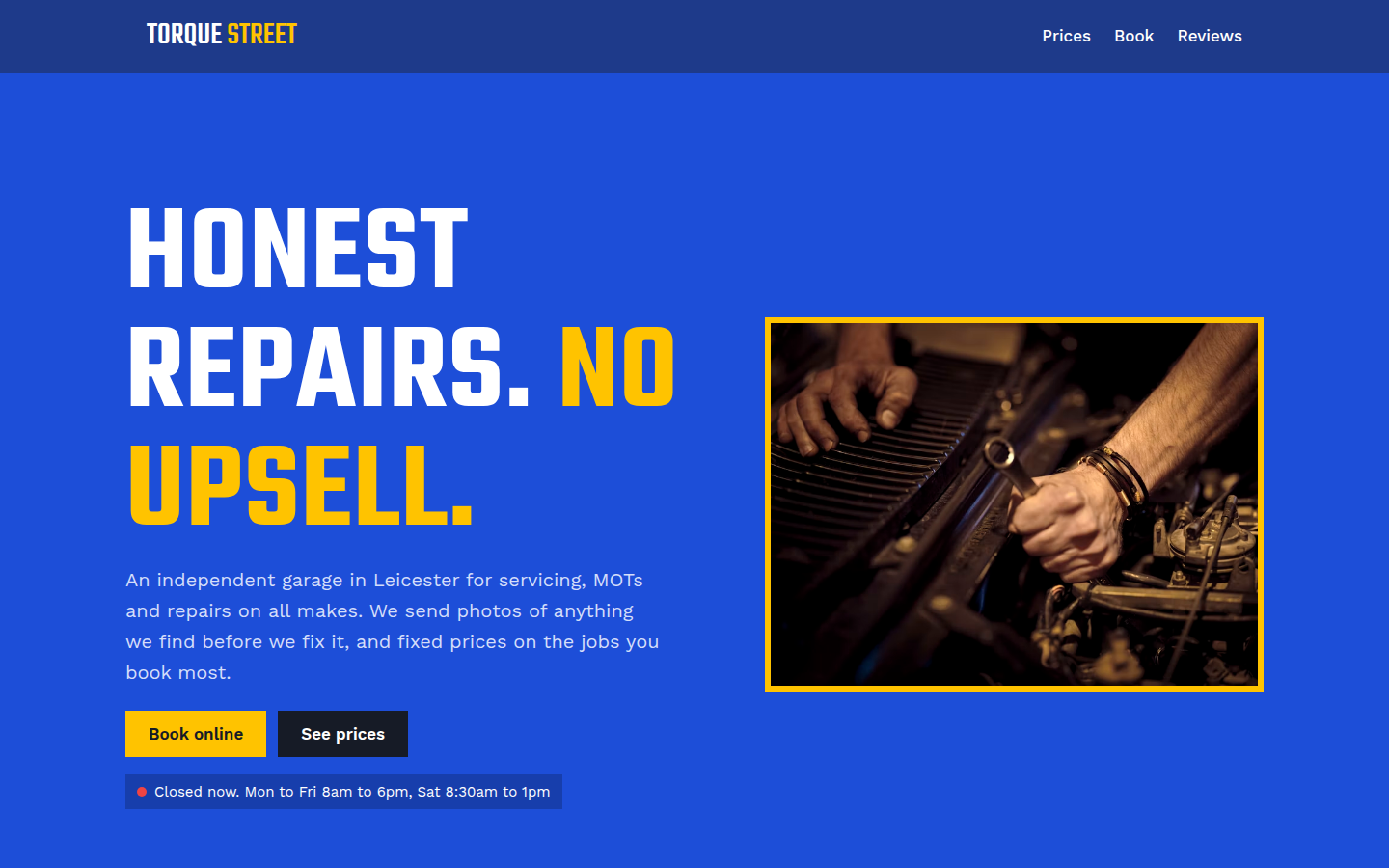 Torque Street Garage, free auto repair website template