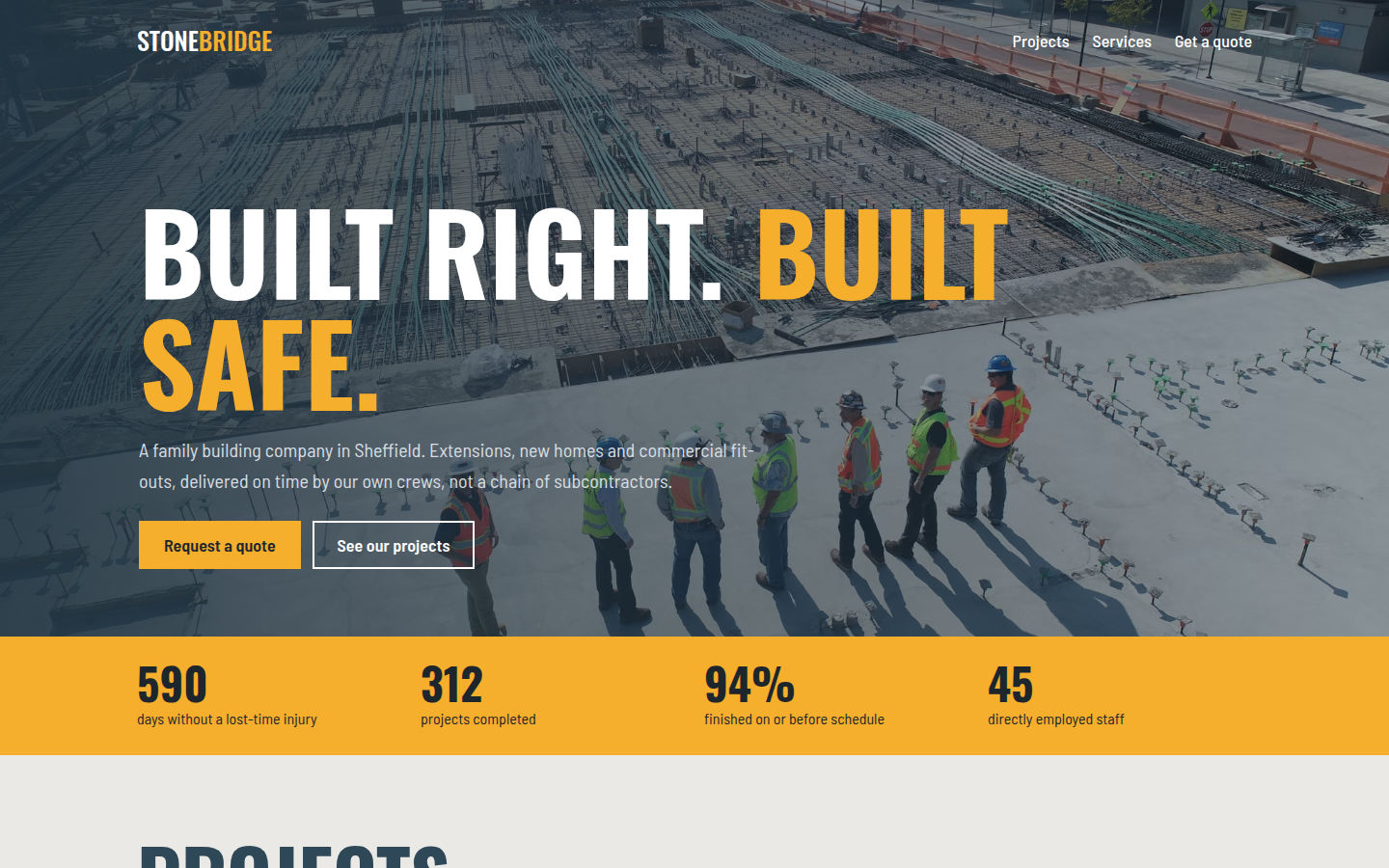 Stonebridge Build, free construction company website template