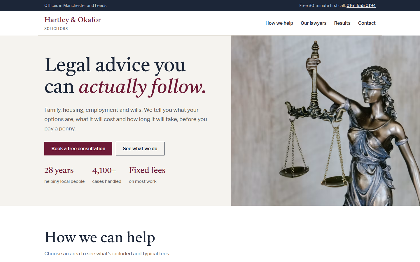 Hartley & Okafor, free law firm website template