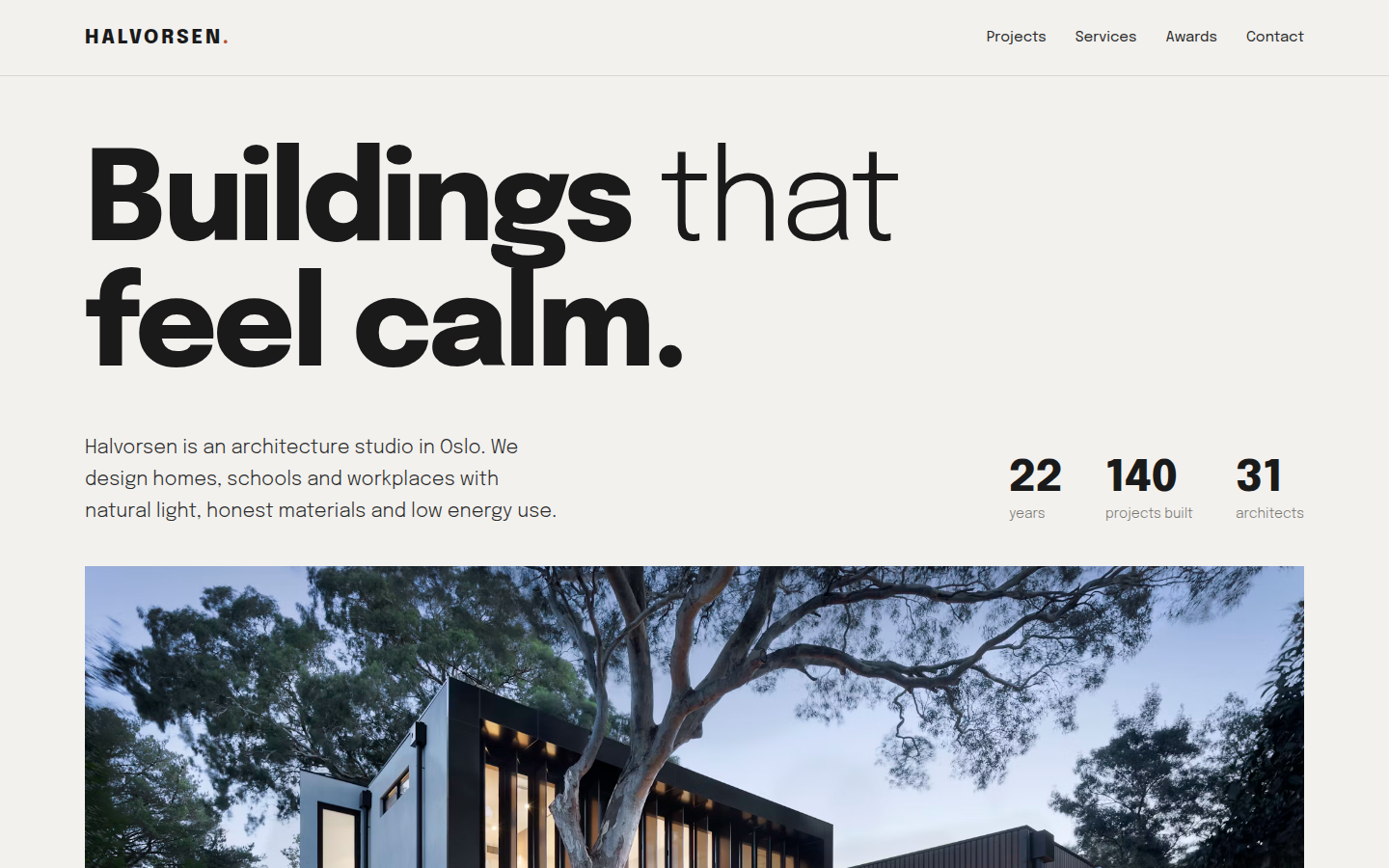 Halvorsen, free architect portfolio website template