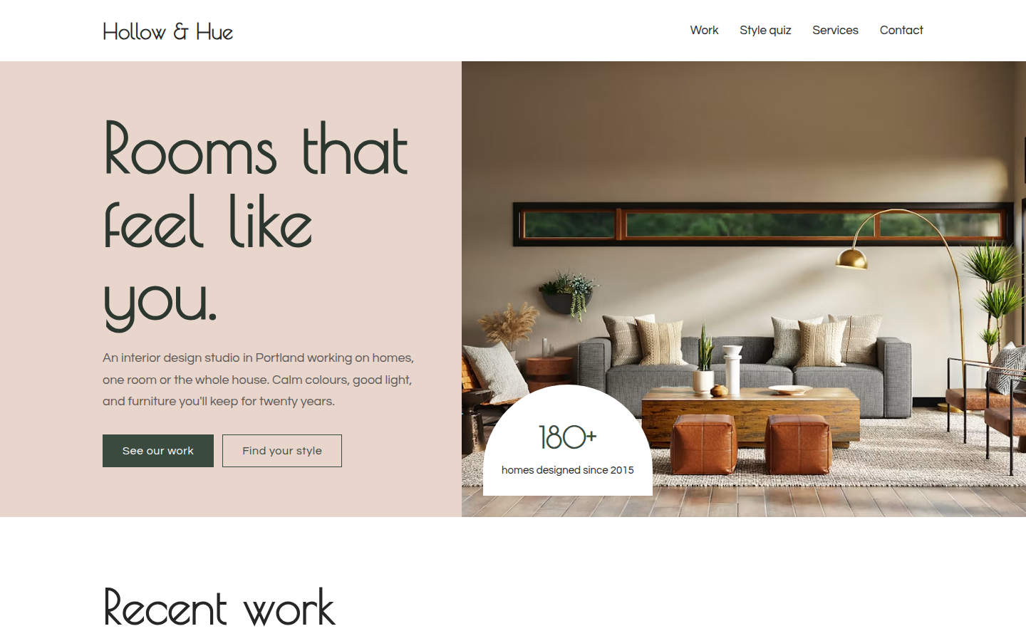 Hollow & Hue, free interior design website template