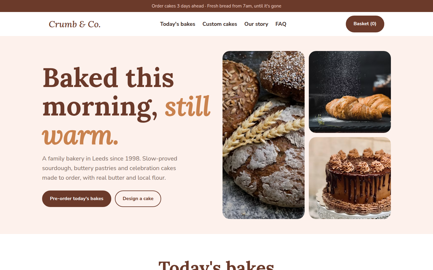 Crumb & Co, free bakery website template