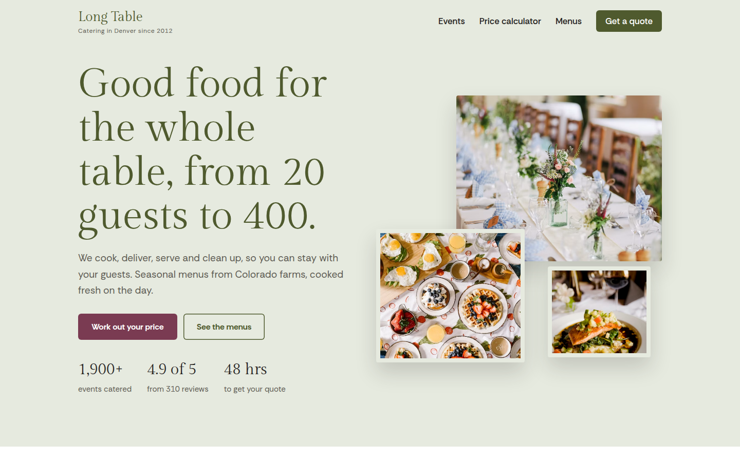 Long Table Catering, free catering website template