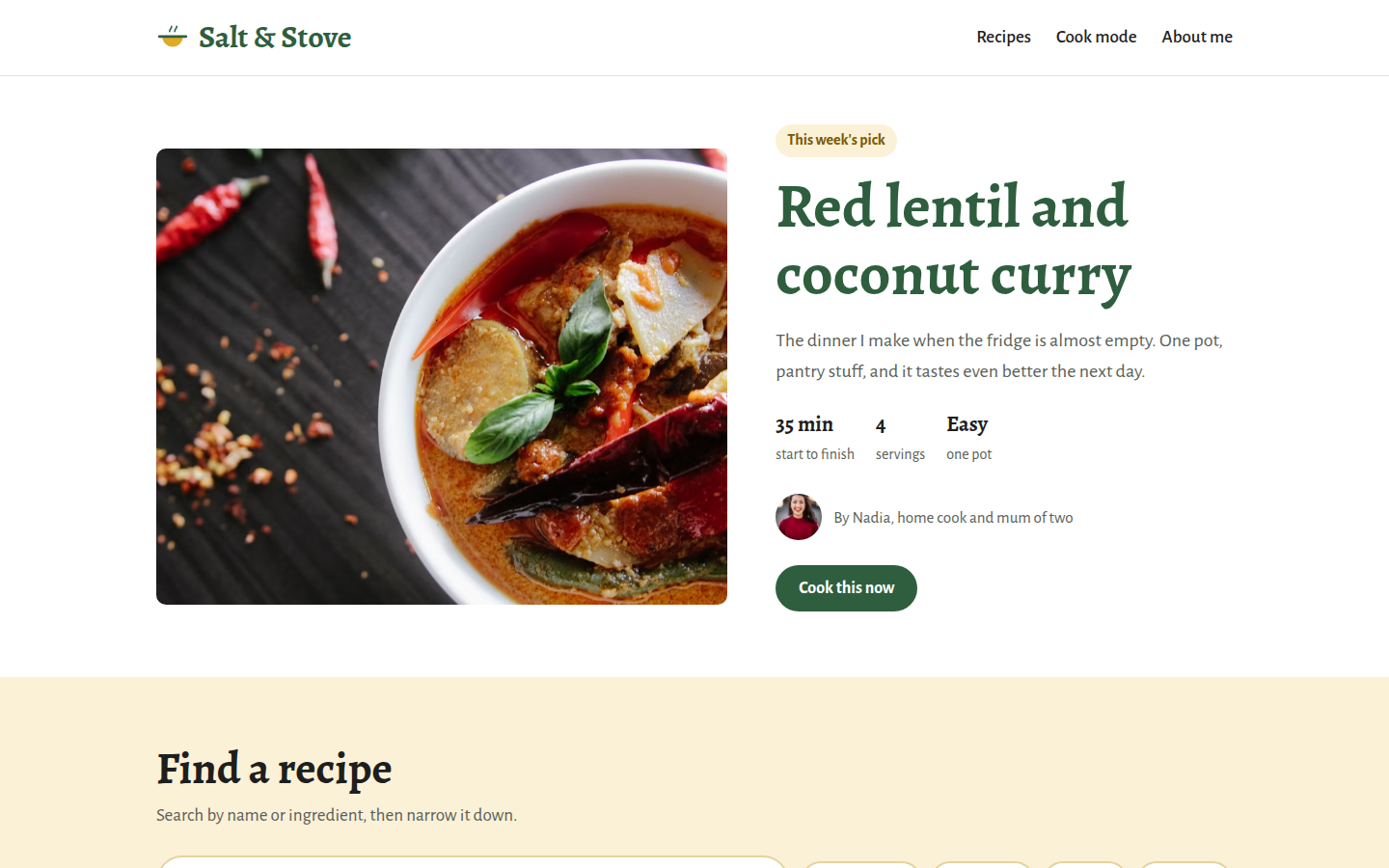 Salt & Stove, free recipe blog website template