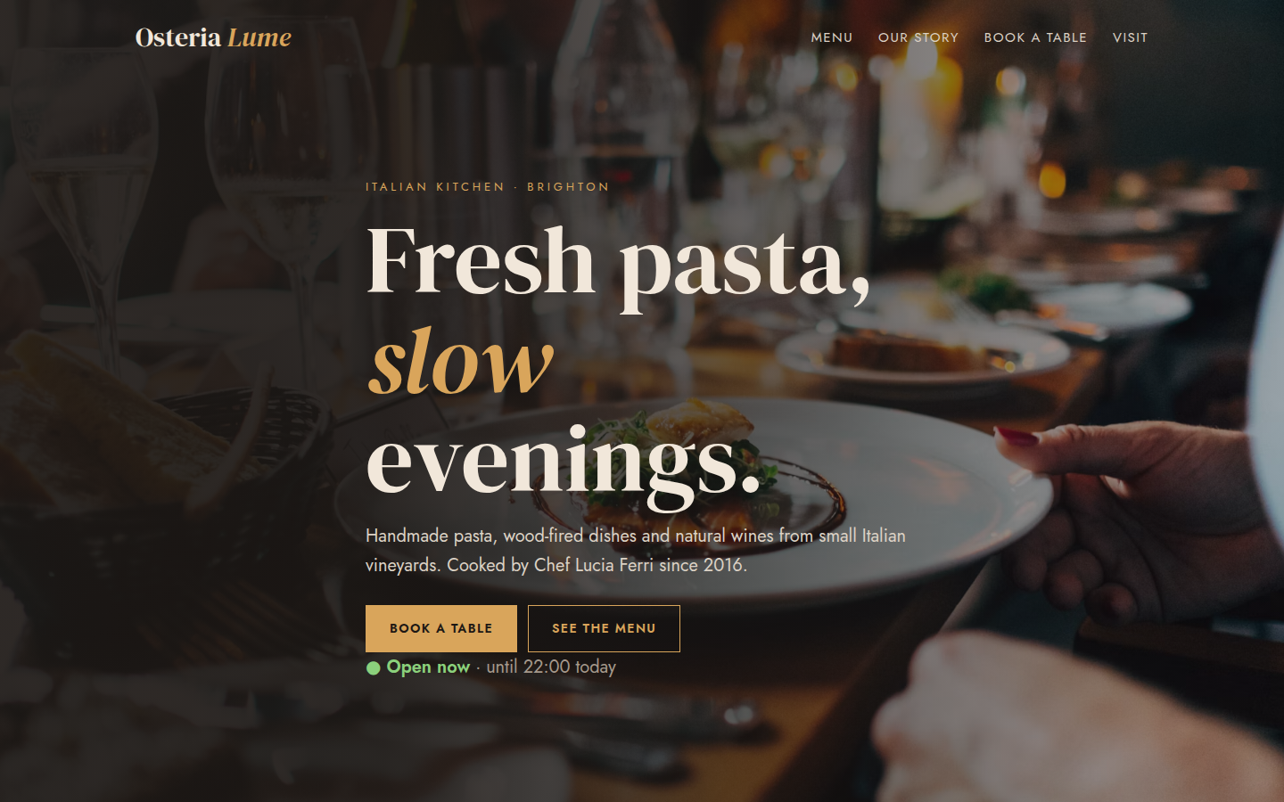 Osteria Lume, free restaurant website template