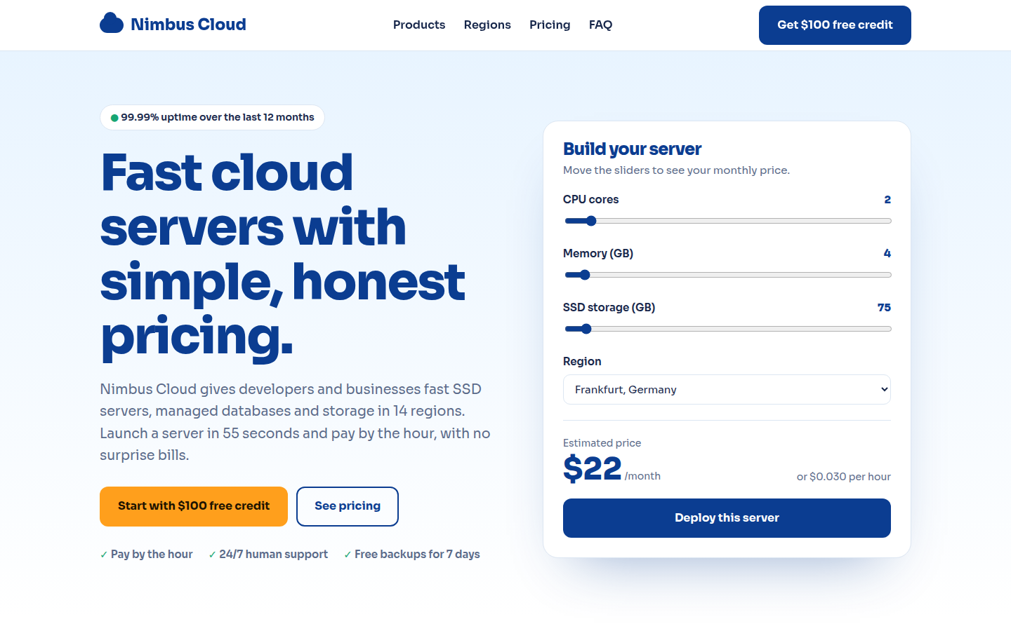 Nimbus Cloud, free cloud hosting website template