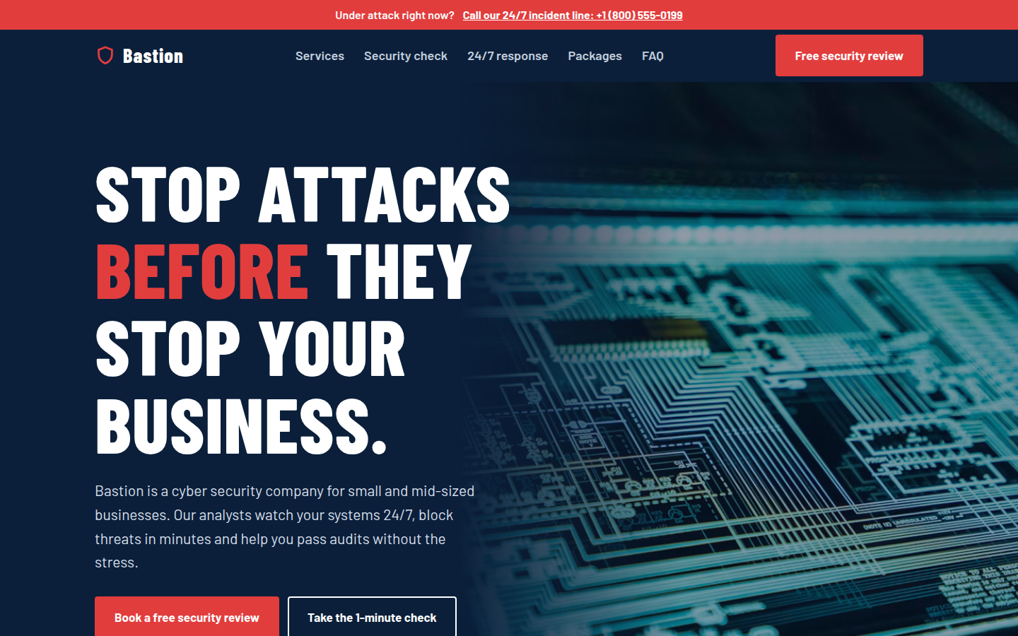 Bastion, free cyber security website template