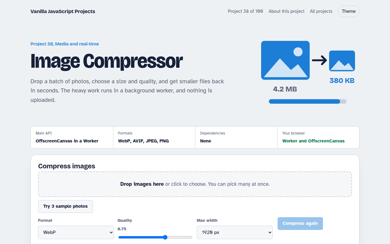 Image Compressor JavaScript project preview