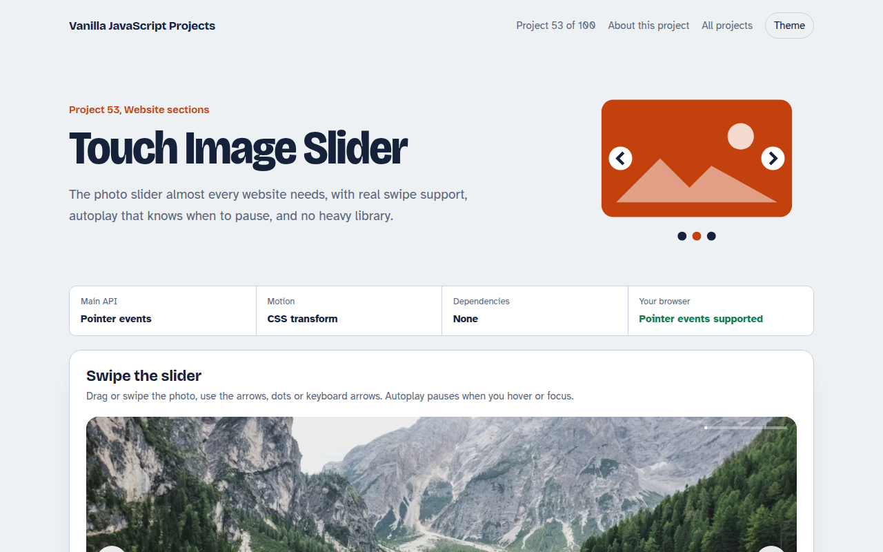 Touch Image Slider JavaScript project preview