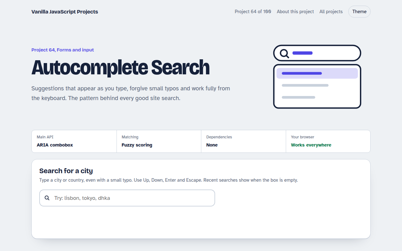 Autocomplete Search JavaScript project preview