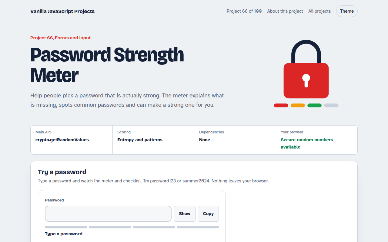 Password Strength Meter JavaScript project preview