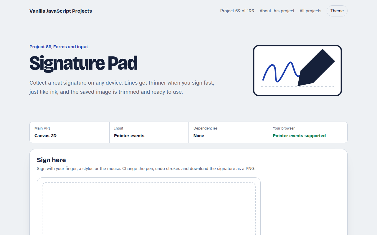 Signature Pad JavaScript project preview