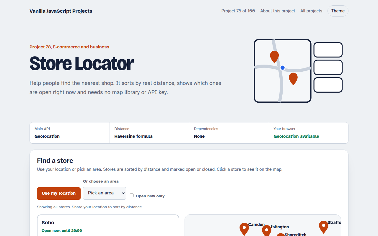 Store Locator JavaScript project preview