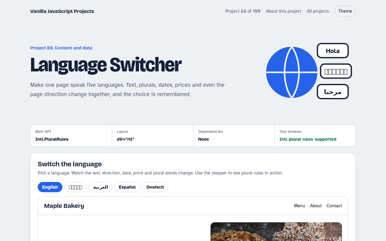 Language Switcher JavaScript project preview