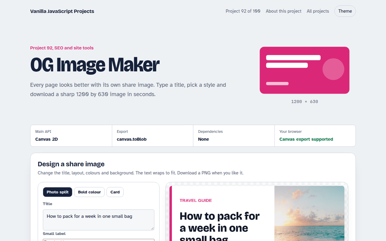 OG Image Maker JavaScript project preview