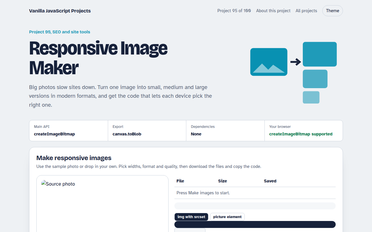 Responsive Image Maker JavaScript project preview